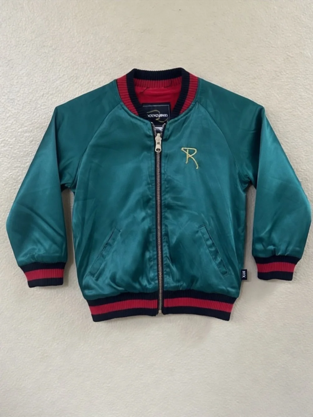 Rock Your Kid Reversible Satin & Velour Bomber Jacket Rose Size 4